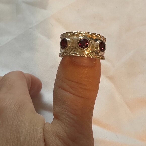 Vintage Art Deco Ornate Solid Stunning Statement Ring 925 Amethyst Citrine - Picture 12 of 16